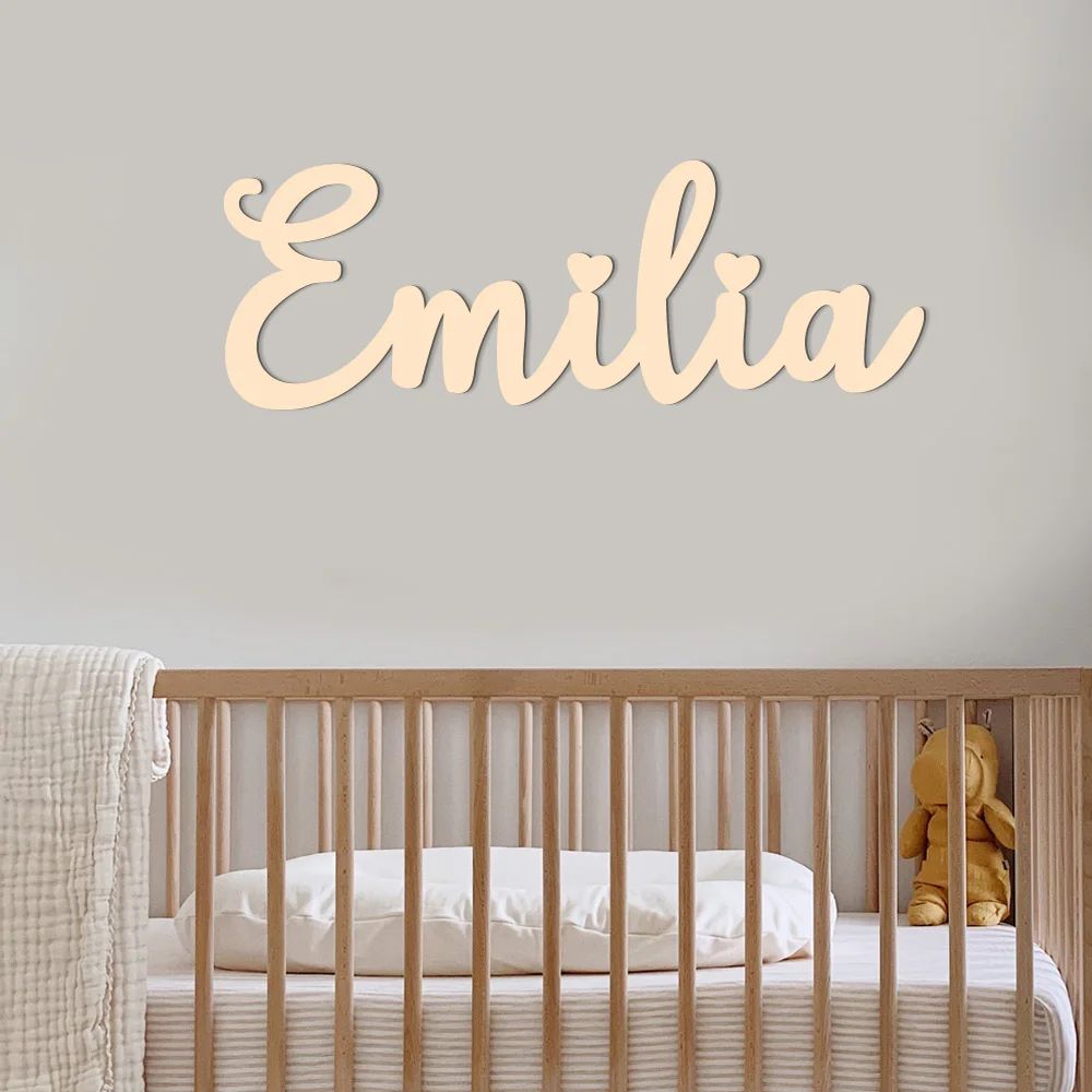 Personalized Wooden Name Sign Custom Nursery Wall Decor Baby Room 21.65 Inches