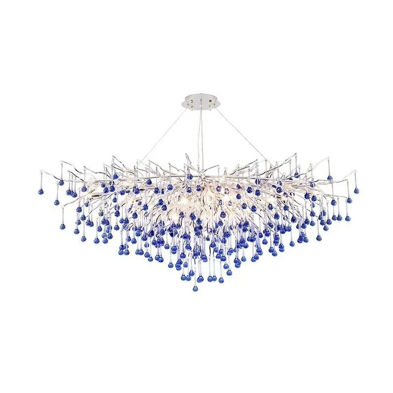 Luxury Modern Branch Crystal Chandelier Teardrop Ceiling Light For Dining And Living Room blue Diameter 120 Cm white Light