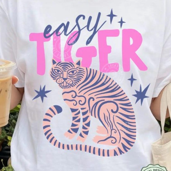 Easy Tiger T Shirt Retro Boho Tiger Graphic Tee red 2xl sweatshirt