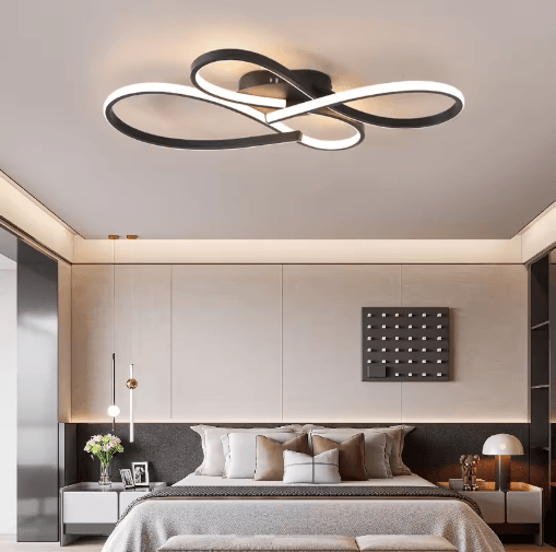 Modern LED Ceiling Light Black Minimalist Chandelier Fixture For Living Room & Bedroom l800xw450xh80mm dimmable With Alexa