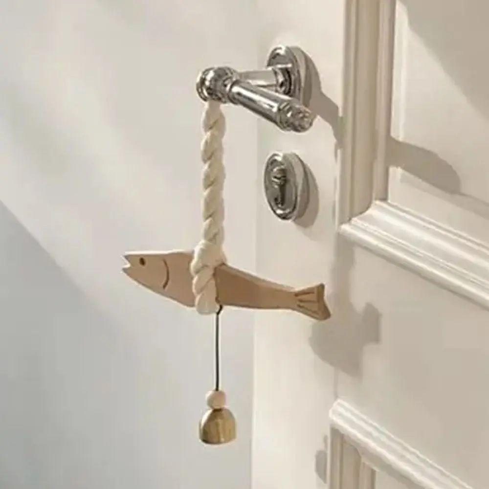 Lightweight Wooden Fish Hanging Ornament Rustic Bell Pendant Wall & Door Decor style 2 L