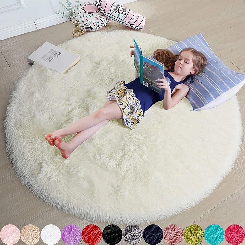 Blush Cloud Fluffy Round Rug Soft Plush Shaggy Bedroom Carpet For Kids & Cozy Living Spaces purple diameter 200cm