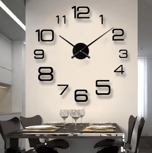 Modern 3D DIY Wall Clock Large Acrylic Mirror Sticker Quartz Decors 016s