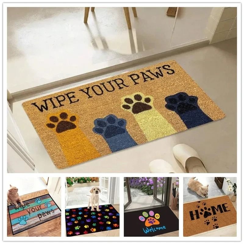 Cat Paw Print Doormat Non Slip Absorbent Floor Mat For Kitchen And Entrance 08 80x120 Cm