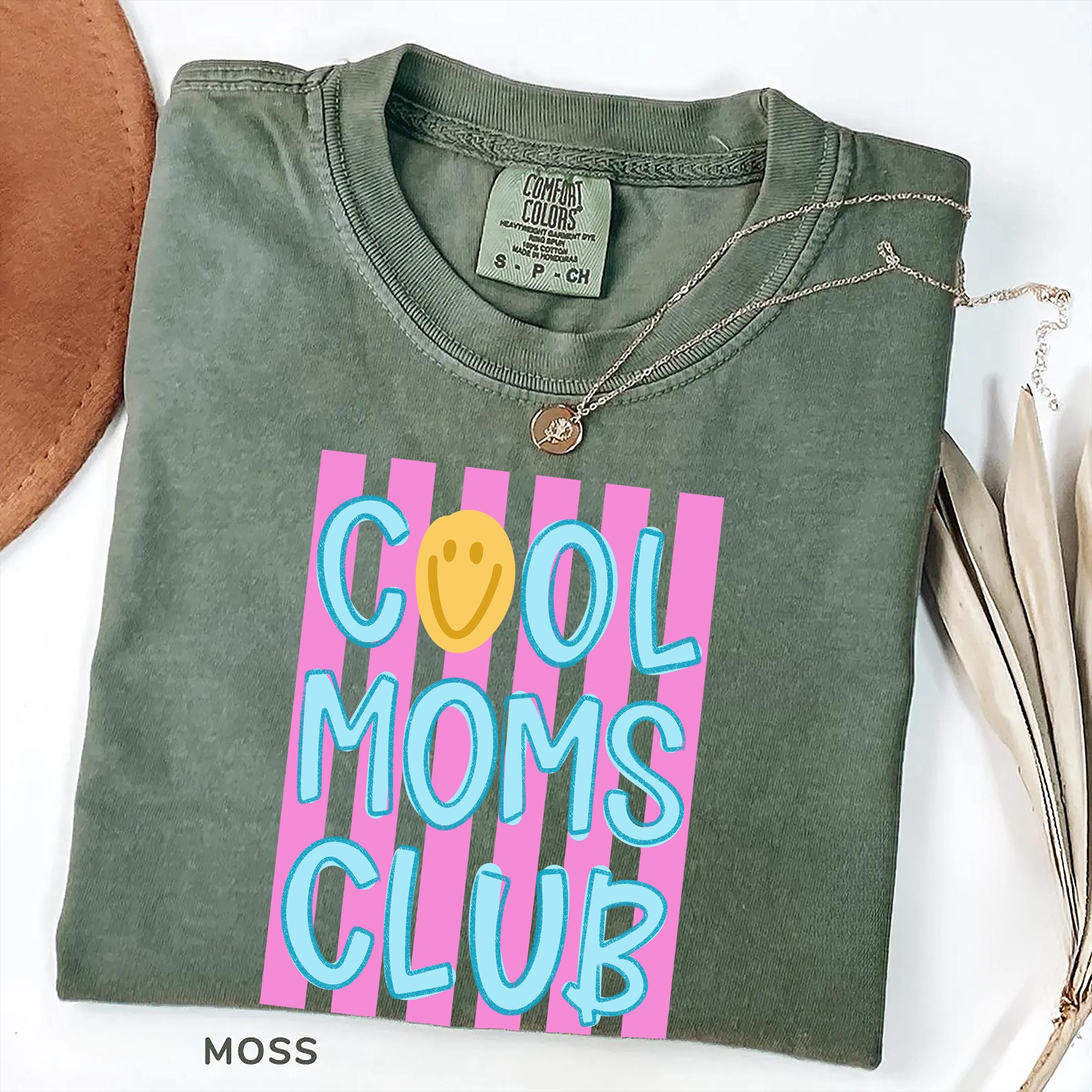Cool Moms Club Shirt Trendy Mom Graphic Tee Cute Retro Stripe Outfit Gift blue 2xl t Shirt