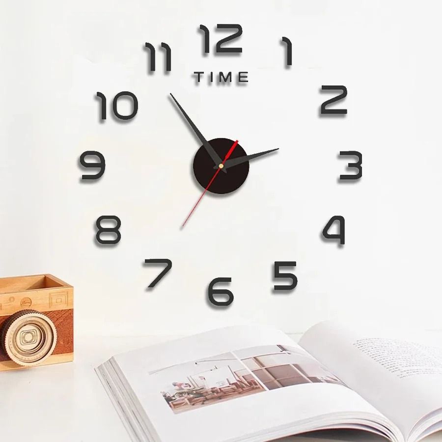 3D DIY Silent Wall Clock Modern Simple Punch Free Wall Sticker Clock For Home & Office roman Num silver