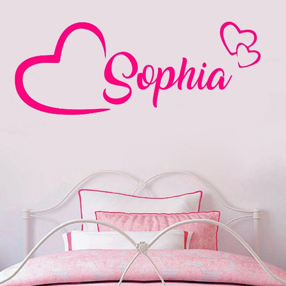 Personalized Name Wall Art Decal | Custom Kids Bedroom Vinyl Mural | Bespoke Nursery Signature Decor Y231 fuchsia 36 58 X 22 Cm