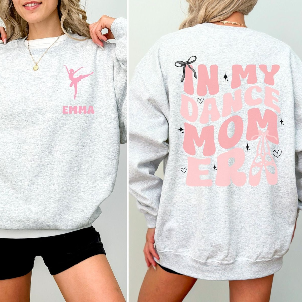 In My Dance Mom Era Sweatshirt Personalized Name Dance Mom Crewneck Cute Recital Pullover beige xl sweatshirt