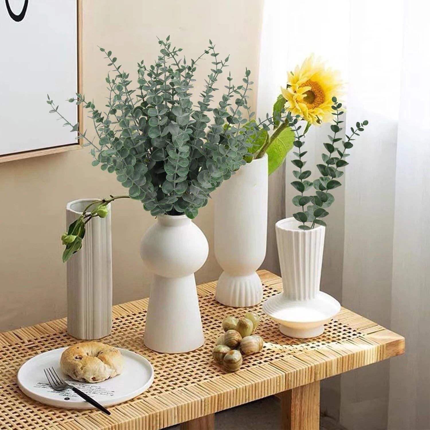 Artificial Eucalyptus Leaves Fake Greenery Stems For Wedding And Home Decor orange 10 Pcs