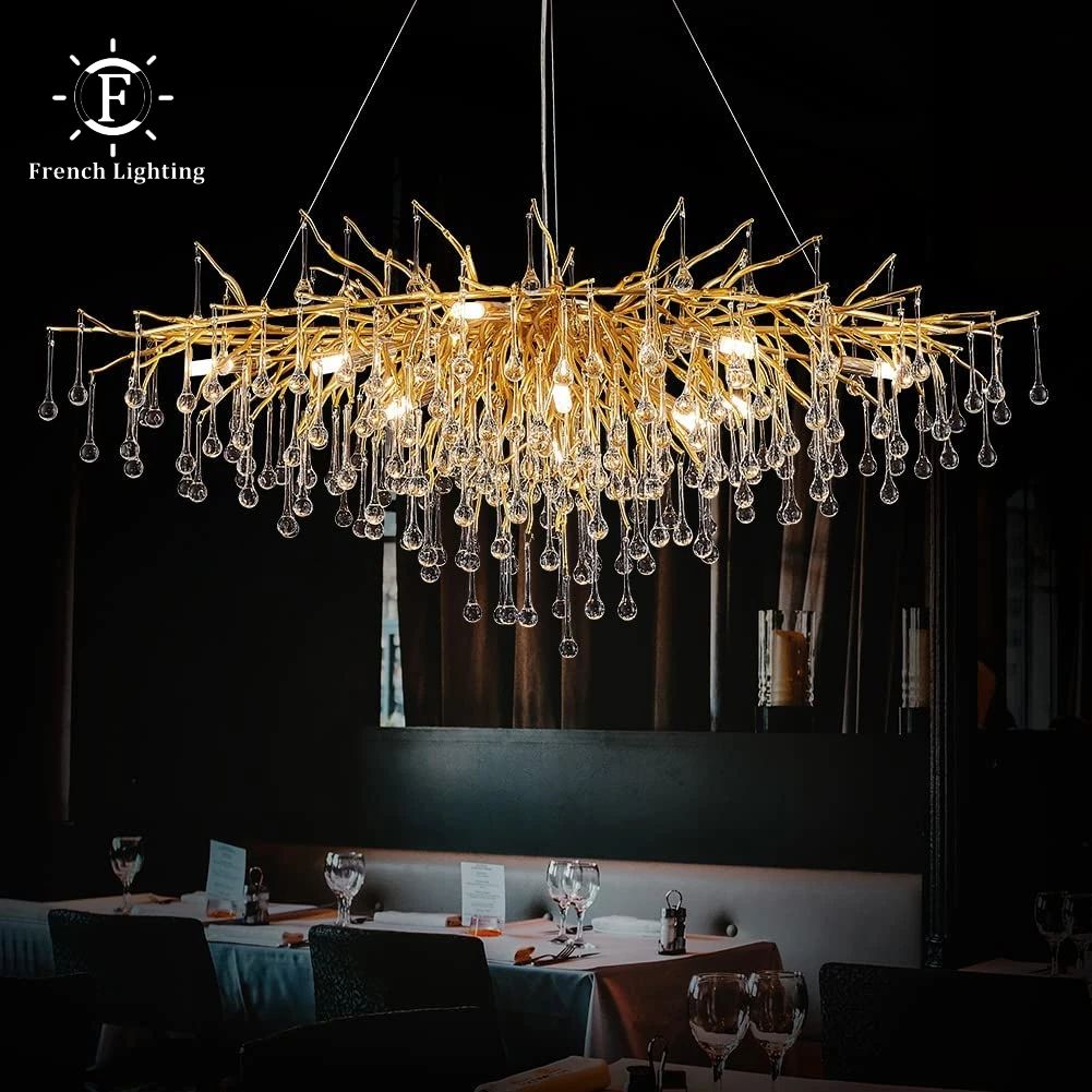 Nordic Gold Crystal Chandelier Luxury LED Ceiling Light 2 gold Body warm White