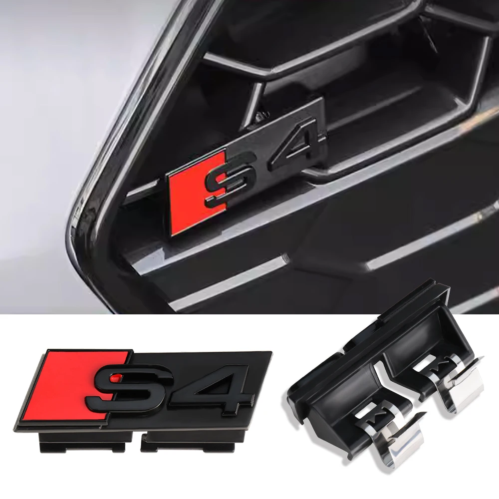 Emblema 3D in ABS Cromato Nero S3 S4 S5 S6 S7 S8, Adesivo per Griglia Anteriore Auto, Badge per Audi S3 S4 S5 S6 S7 S8, Accessori