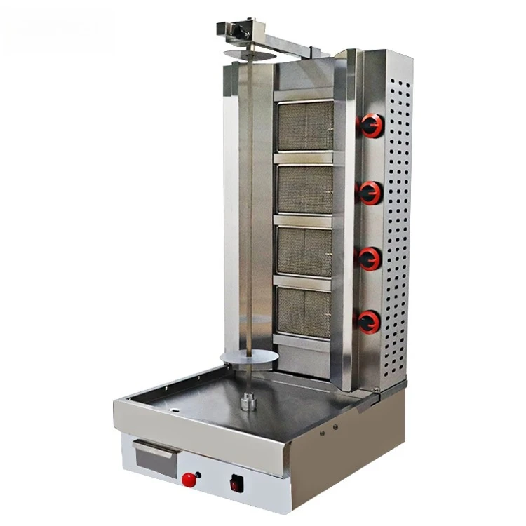 Neue 4-Brenner Gas-Shawarma-Maschine mit Automatischer Rotation, LPG Professioneller Döner-Kebab-Grill für Hähnchen-Restaurants/Kommerzielle Nutzung Image
