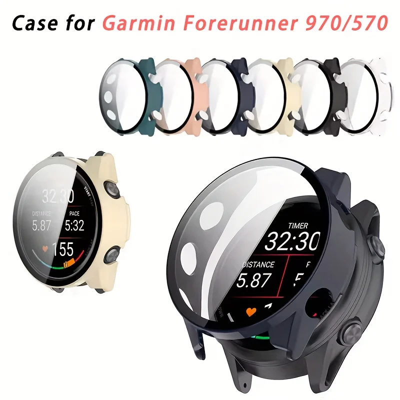 Für Garmin Forerunner 970 570 42 mm 47 mm Displayschutzfolie – stoßfeste Hartschalen-Uhrenabdeckung, integrierter HD-Glasschutz Image