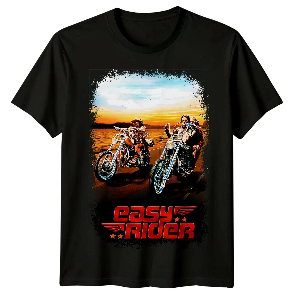 Easy Rider Biker Motorrad-T-Shirt für Männer und Frauen, Retro 60er Jahre Road Trip Movie Grafik-T-Shirt, Vintage Streetwear, lässiges Oberteil
