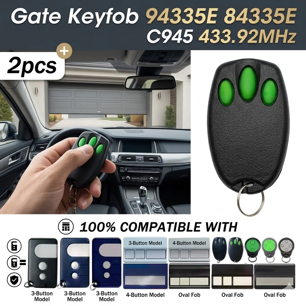 2 Stück Garagen-Fernbedienung für 94335E 84335E C945 433,92 MHz Rolling Code Gate Keyfob Image