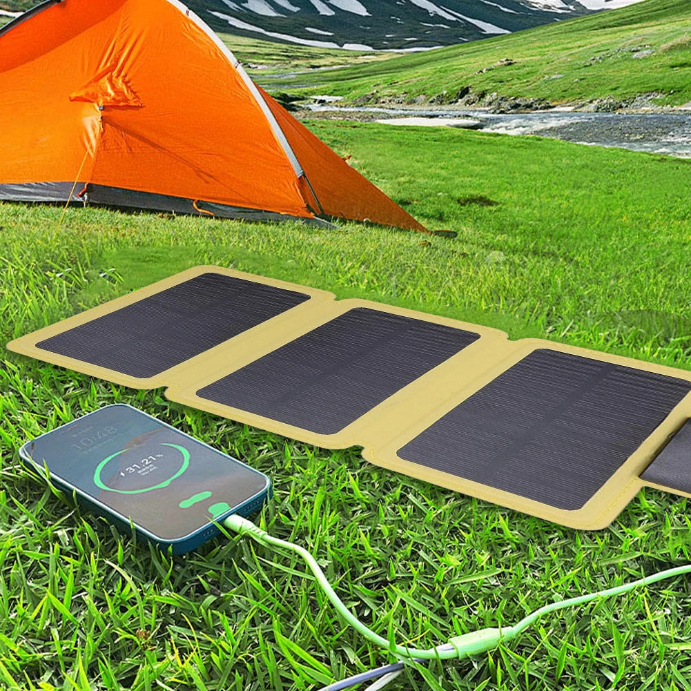 Faltbares Solarpanel für den Außenbereich, ultradünnes tragbares Solar-Powerbank-USB-Solarladepanel für Camping, Wandern, Picknick, Klettern Image