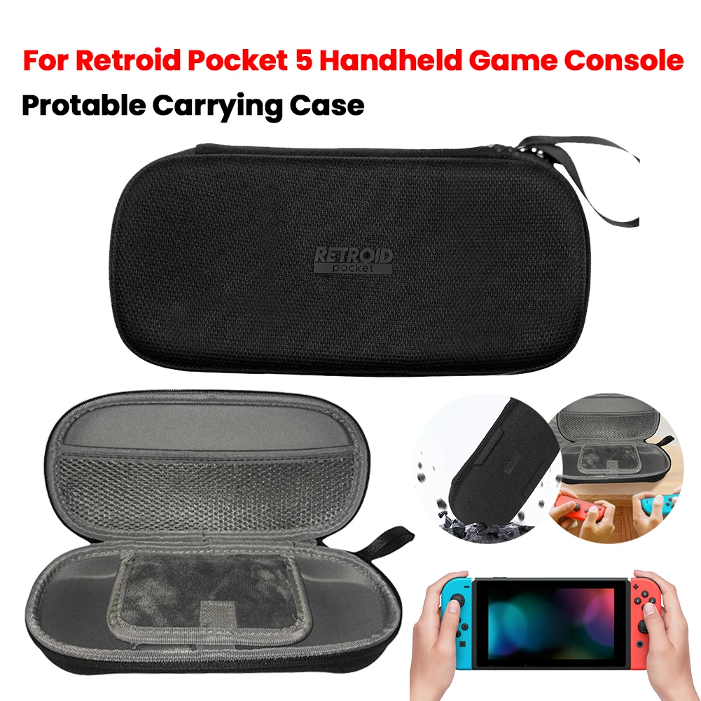 Tragbare Tragetasche, kratzfeste Reise-Schutzhülle mit Netztasche, Reise-Aufbewahrungstasche für die Retroid Pocket 5-Spielekonsole Image