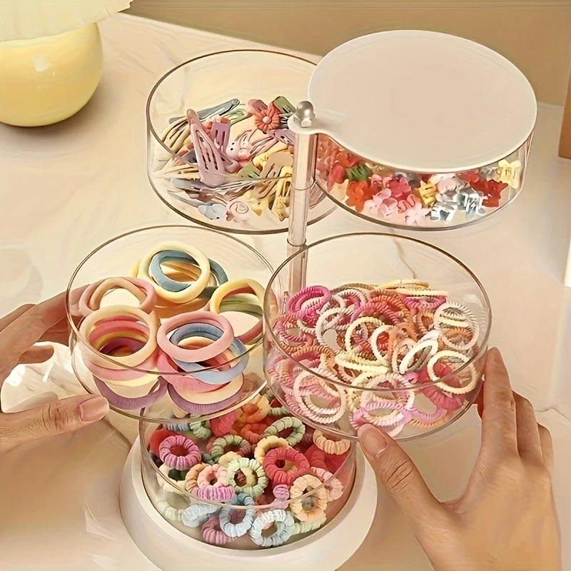 3/4/5-lagiger drehbarer Schmuckaufbewahrungs-Organizer, Haarschmuck und Haarring-Displaybox für Schminktisch, Make-up-Organizer Image