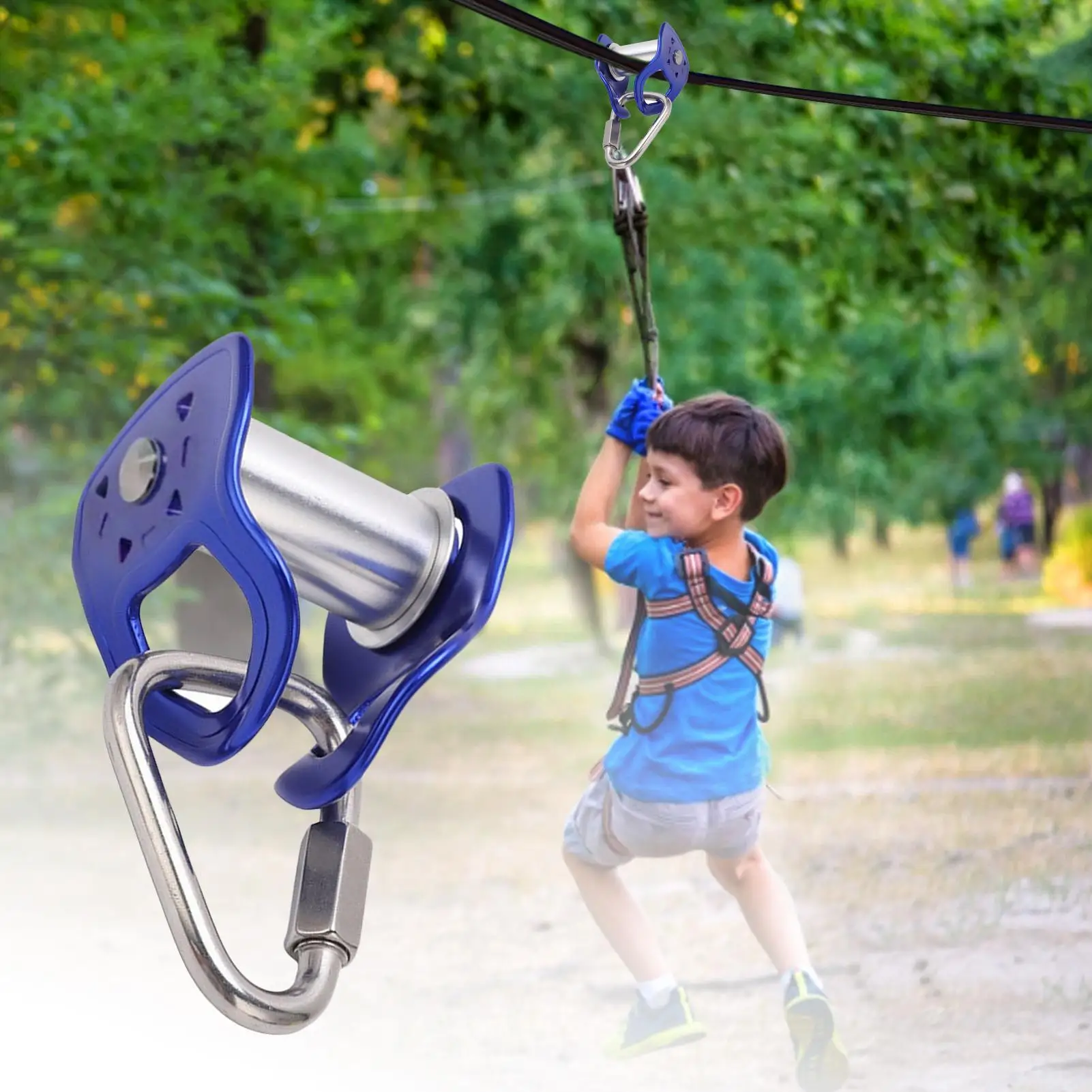 Seilrutsche mit Rollensystem: Schneller Aufbau, Hochbelastbarer Trolley-Slider, Seilrutsche-Set für Kinder ab 5 Jahren, Outdoor-Spielplatz und Fitness Image