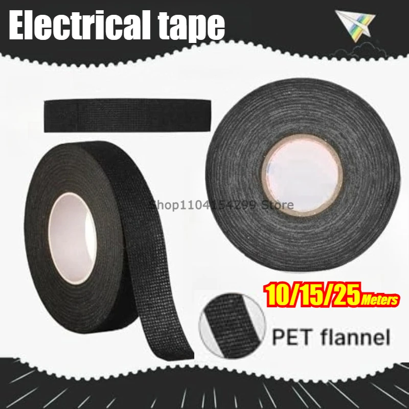 9/15/25/32/50MM Elektrisches Isolierband Hitzebeständiges Kabelbaum-Band Auto-Kabelbaum-Verkabelungsschutz Wasserdichtes Band Image