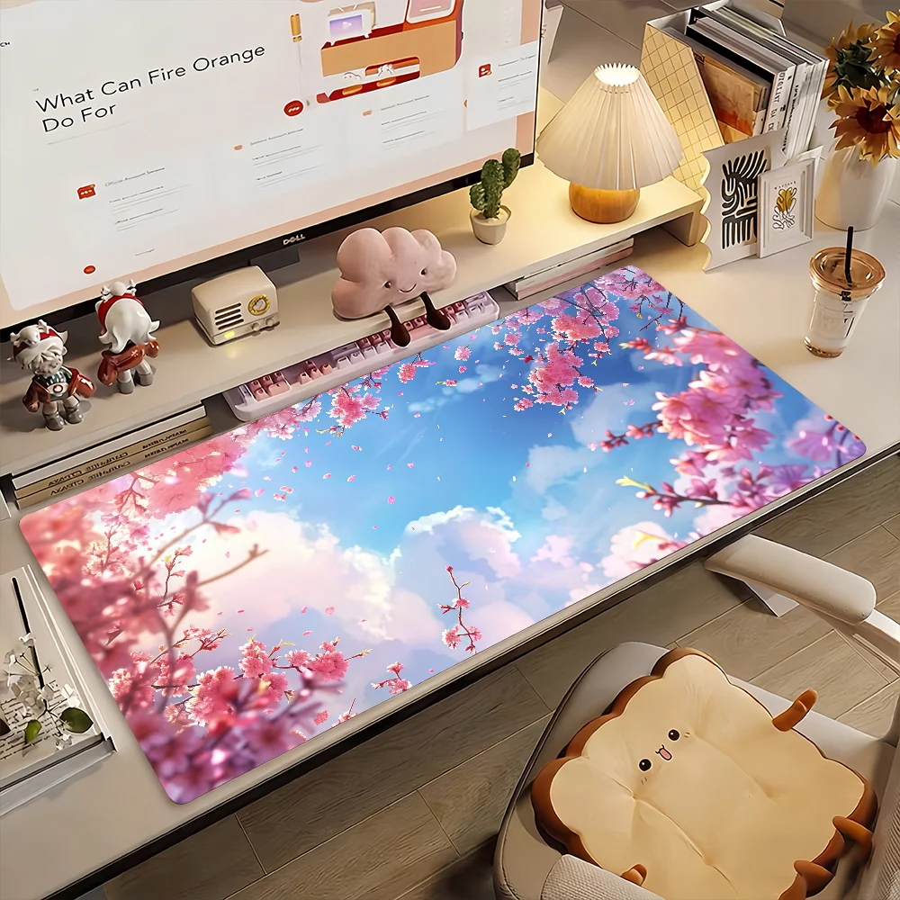Japan Sakura Scenery Mauspad, rutschfeste Gummi-Gamer-Balance-Computermatte, Dekoration, Schreibtischunterlage, Laptop, Büro, groß Image