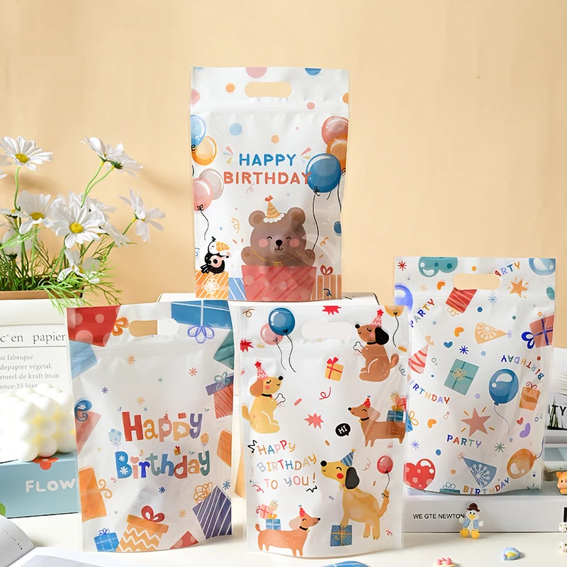 10/20/30/50 Stück Standbeutel Geburtstagsstil Niedliches Cartoon-Muster Geschenk Aufbewahrungstasche Schneeflocke Knackige Kekse Nougat Taschen TMZ Image