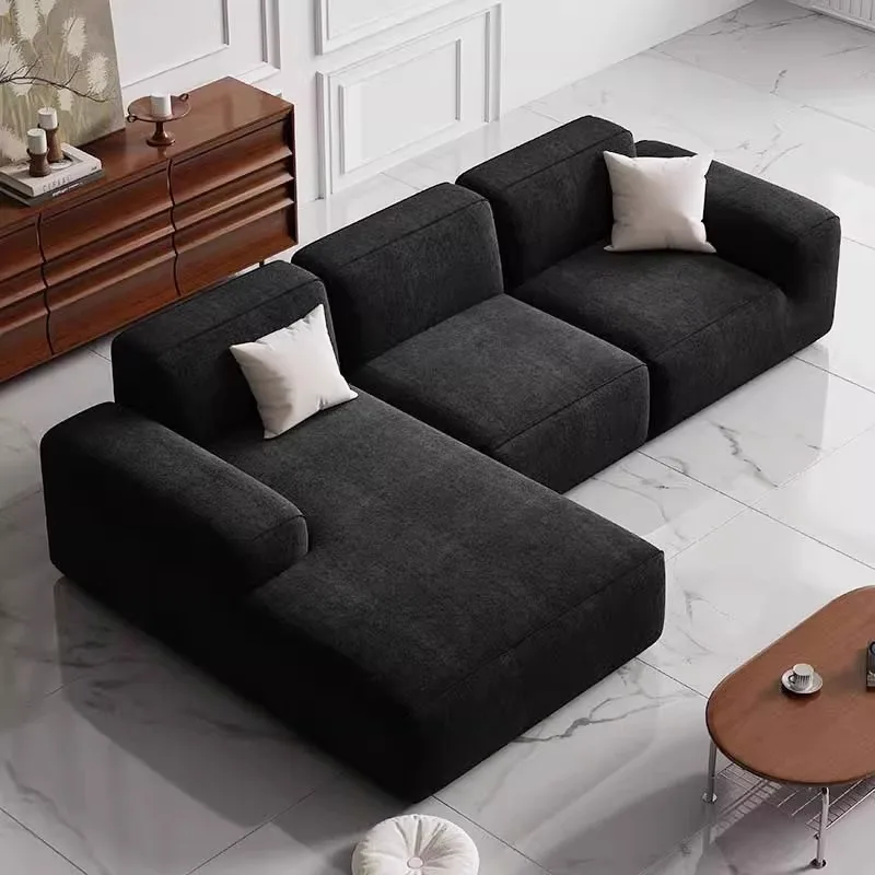 Modernes Luxus-Wohnzimmer-Sofa-Set, L-förmig, 2-3-Sitzer, Cord, Kompressions-Indoor-Relaxsessel, Knochenloses Design Image