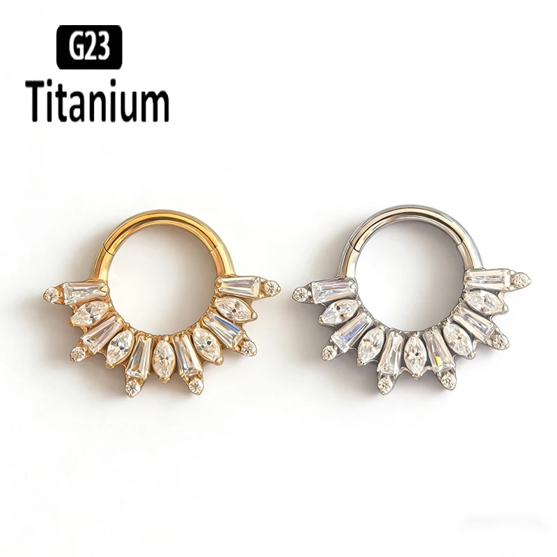 G23 Titan Hochwertiger Piercing-Set Nasenring Ohrring Schmuck Nasenseptum Ohrknorpel Piercing Clicker Sexy für Damen Hoops Image