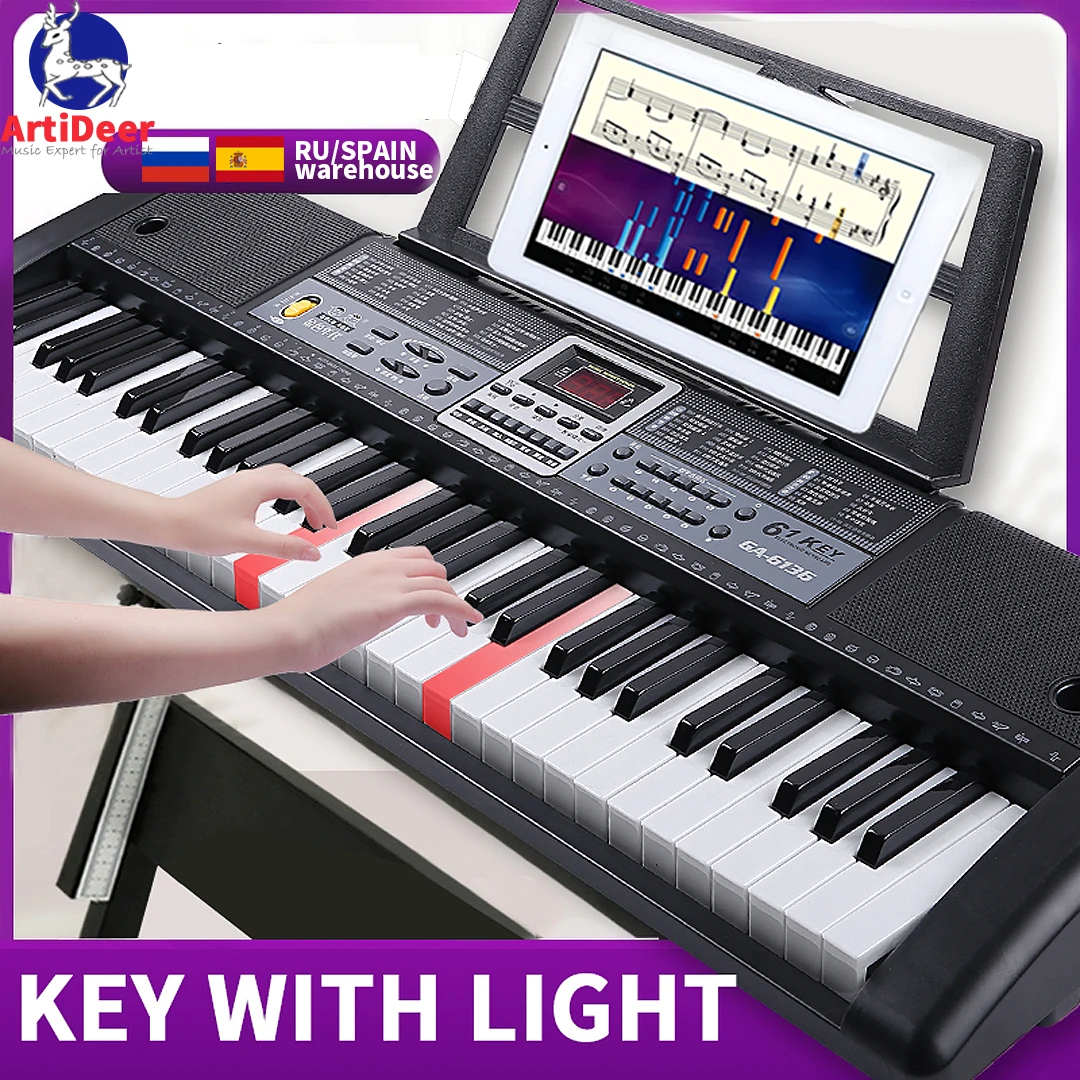 Professionelle Kinder 61 Tasten Klavier Musiktastatur Synthesizer Digitale Musik Elektronisches Instrument Echte Orgel Image