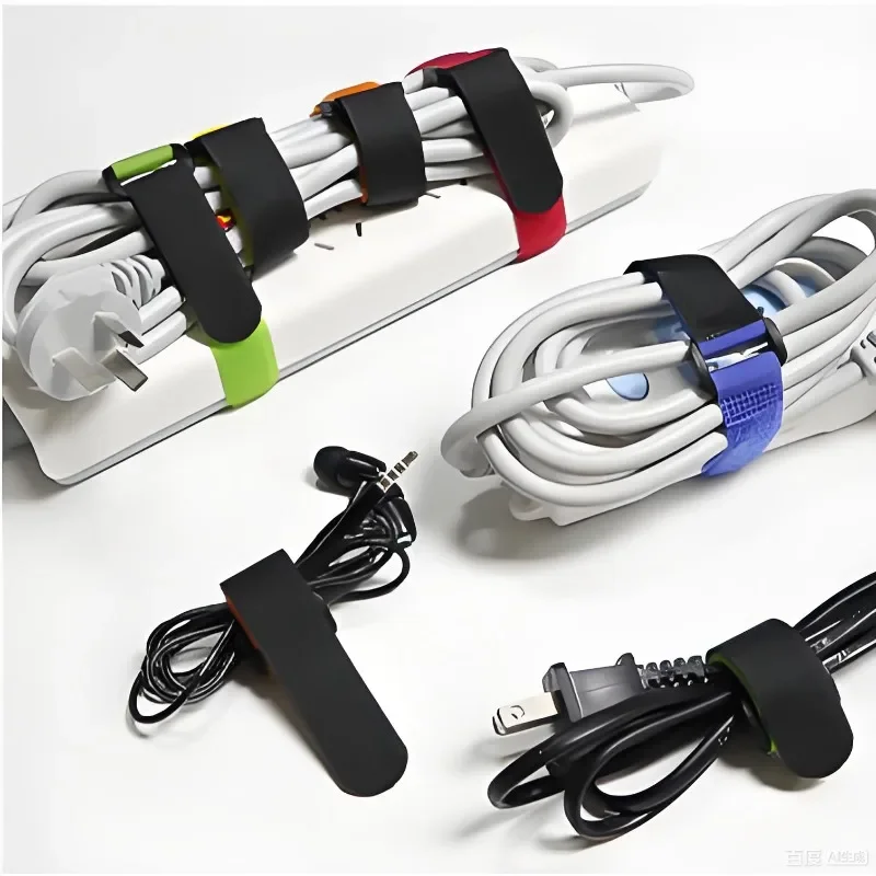 10 Stück/Set Kabelbinder Wiederverwendbarer Kabelorganisator Schreibtisch-Kabelwinder Kabelbinder-Organizer Datenkabelschutz Aufbewahrungsgadget Image