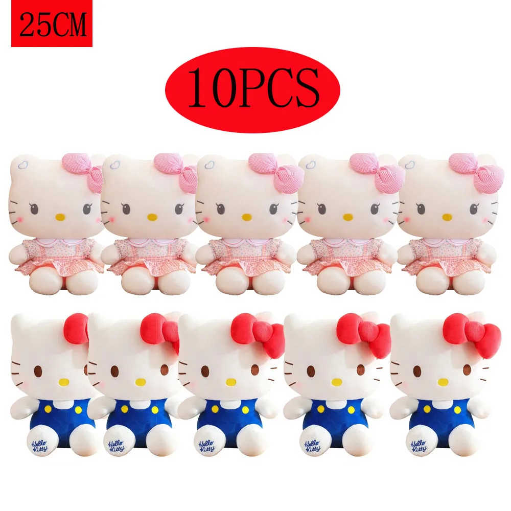 2 Stil 1–10 Stück Sitzhaltung Hello Kitty Anime Hello Kitty Plüschtier Plüschkissen Mädchen Geburtstagsgeschenk Kawaii Hello Kitty Puppe