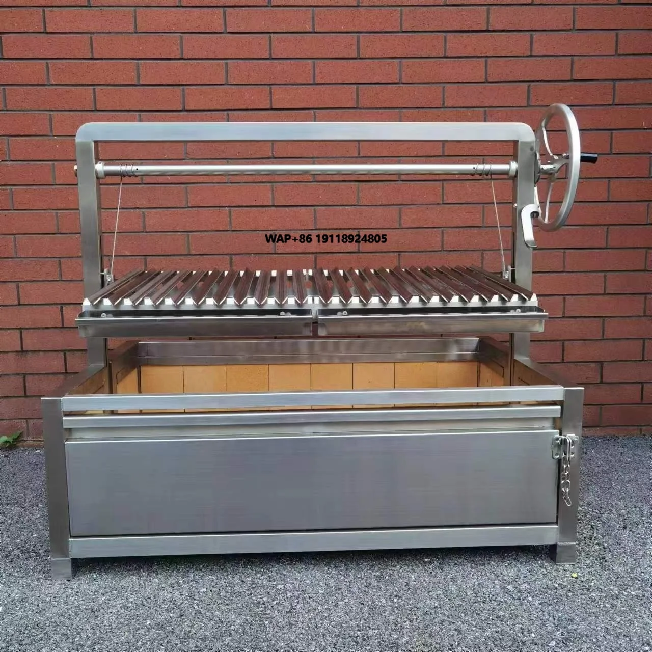 40-Zoll Holzkohlegrill mit Verstellbarer Höhe, Edelstahl Parrilla Gaucho Asado Santa Maria Grill, Argentinischer Grill Image