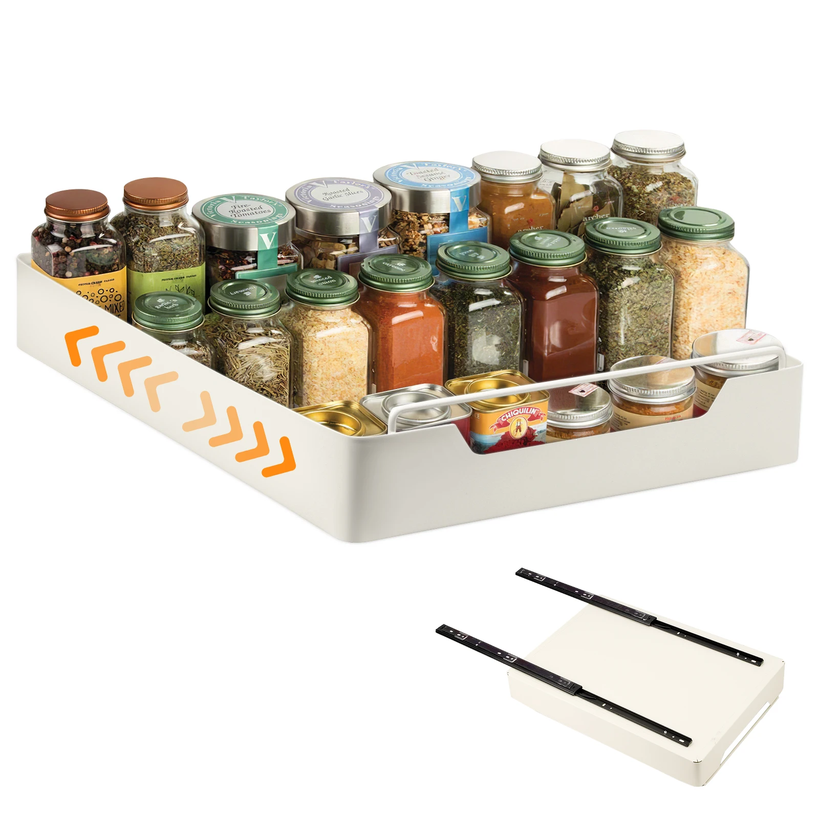 Ausziehbarer Schrankorganisator, Ausziehbare Schublade, Ausziehbarer Küchenschrank, Ausziehbarer Vorratsorganisator, 30cm B x 42cm T x 7cm H