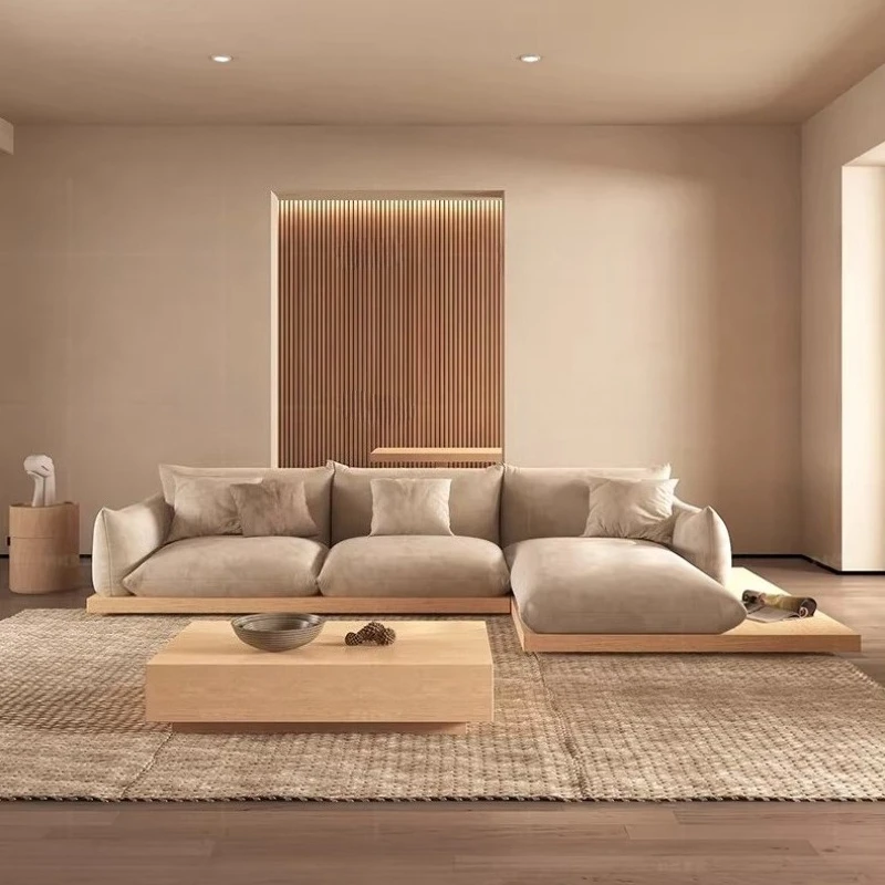 Japandi Modernes Sofa Puffs Lazy Curved Design Bodensofa Lounge Ecksofa 3-Sitzer Modulares Sofa Muebles Hogar Wohnmöbel Image