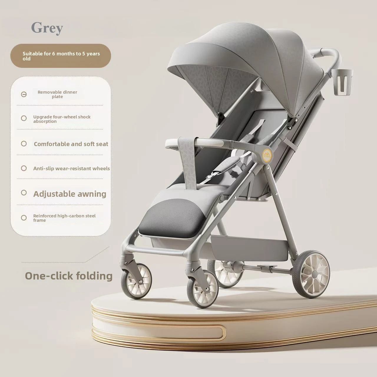 Leichter Reisekinderwagen, Kompakter Faltbarer Babywagen mit Reisetasche, Einhändig Faltbarer Kinderwagen, Mechanisch Verstellbarer Sitz Image