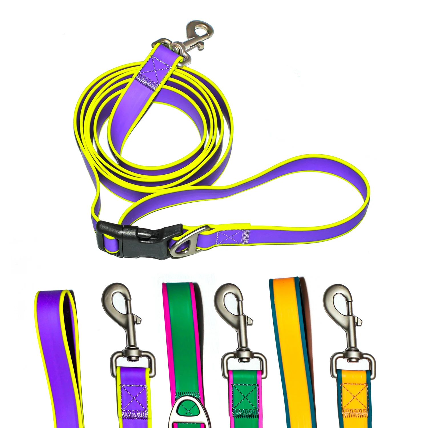 Strapazierfähige, wasserdichte PVC-Hundeleine, 2 m lang, 2,5 cm breit, geruchsneutral, leicht zu reinigen, für Spaziergänge und Training, geeignet für kleine, mittelgroße und große Hunde