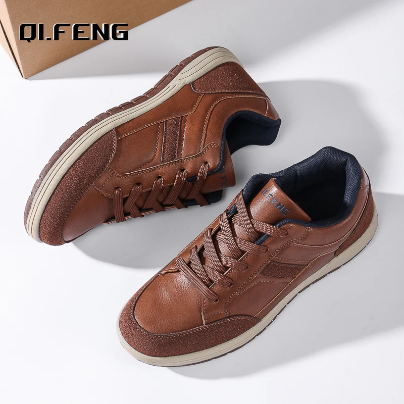 Neue männer Casual Flache Schuhe Frühling und Herbst Leder Sport Schuhe Outdoor Trendy Passenden Schuhe Große größe männer Schuhe