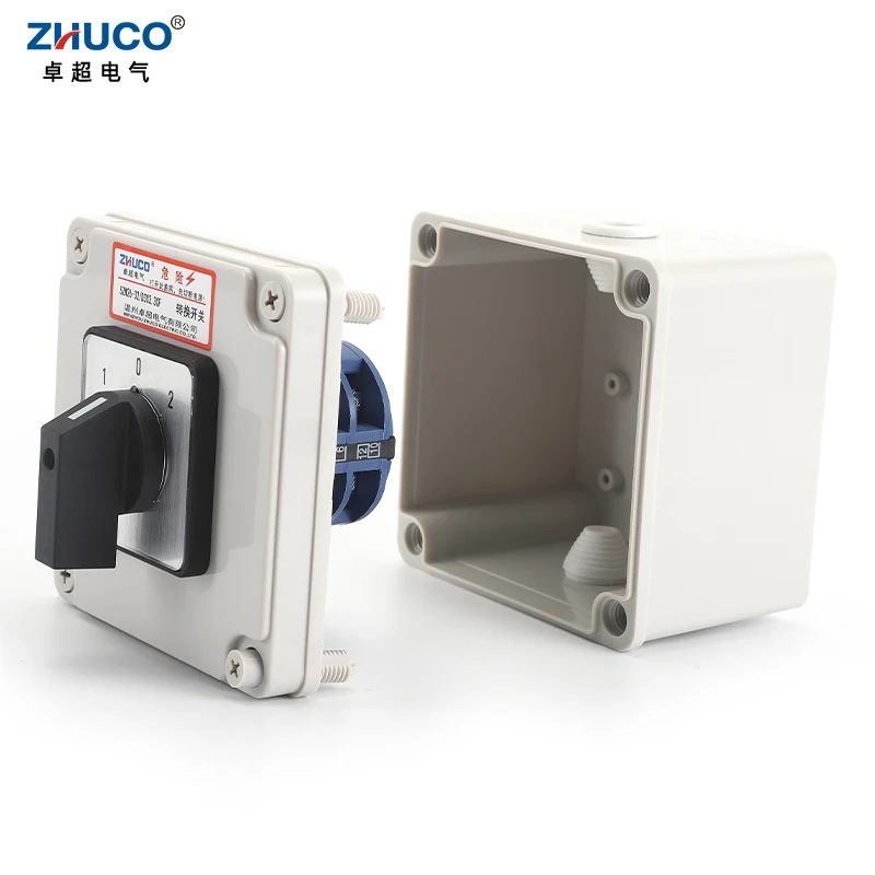 ZHUCO SZW26/LW26-32/D303.3CF 32A 3-Stufen 12 Anschlüsse 1 0 2 Panel-Drehknopf Universal-Umschalter mit Versiegelter Box Image