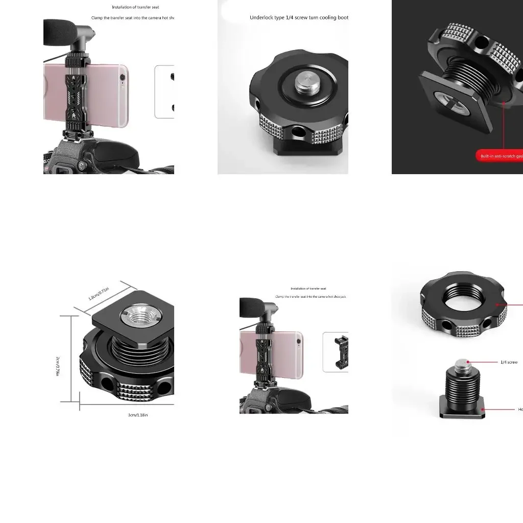 Einzel- und Doppelmuttern Kaltplattenhalterung 3/8 1/4 Schraubhalterung Stativhalter für GoPro Action-Kamera DSLR Fotostudio Blitz Stativ Image