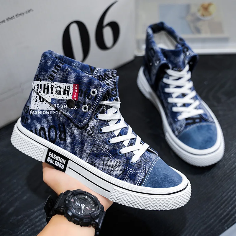 2024 sommer High Top Leinwand Schuhe Koreanische Ausgabe männer Schuhe Trendy Student Schuhe Bord Schuhe Atmungsaktive Vielseitige Schuhe