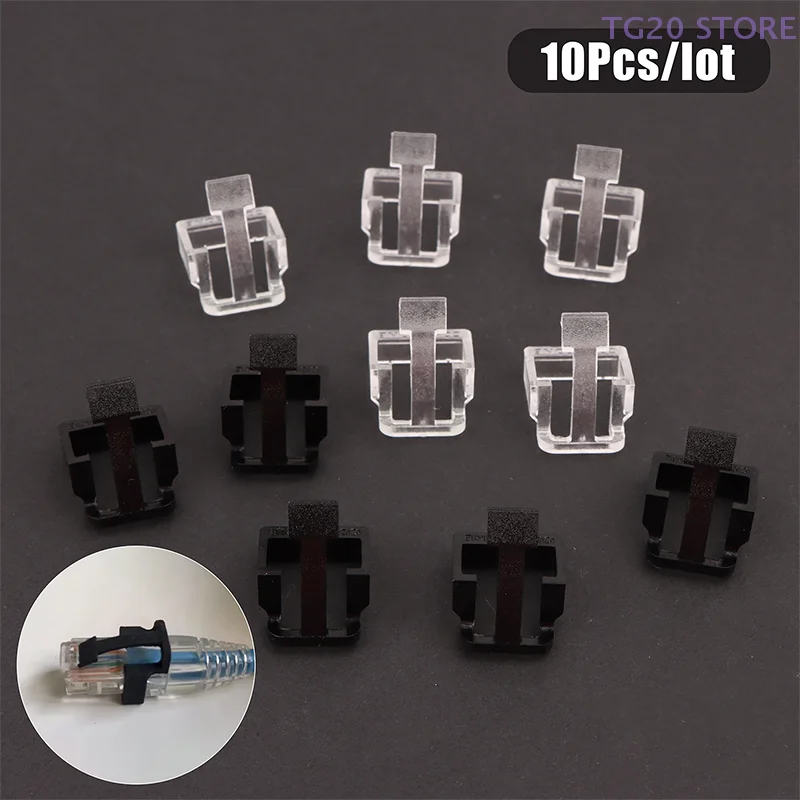 10Pcs Kunststoff Netzwerk Kabel Kristall Kopf Schnalle Austauschbare Schutzhülle Latch Für RJ45 Kabel Repaire Teile Image