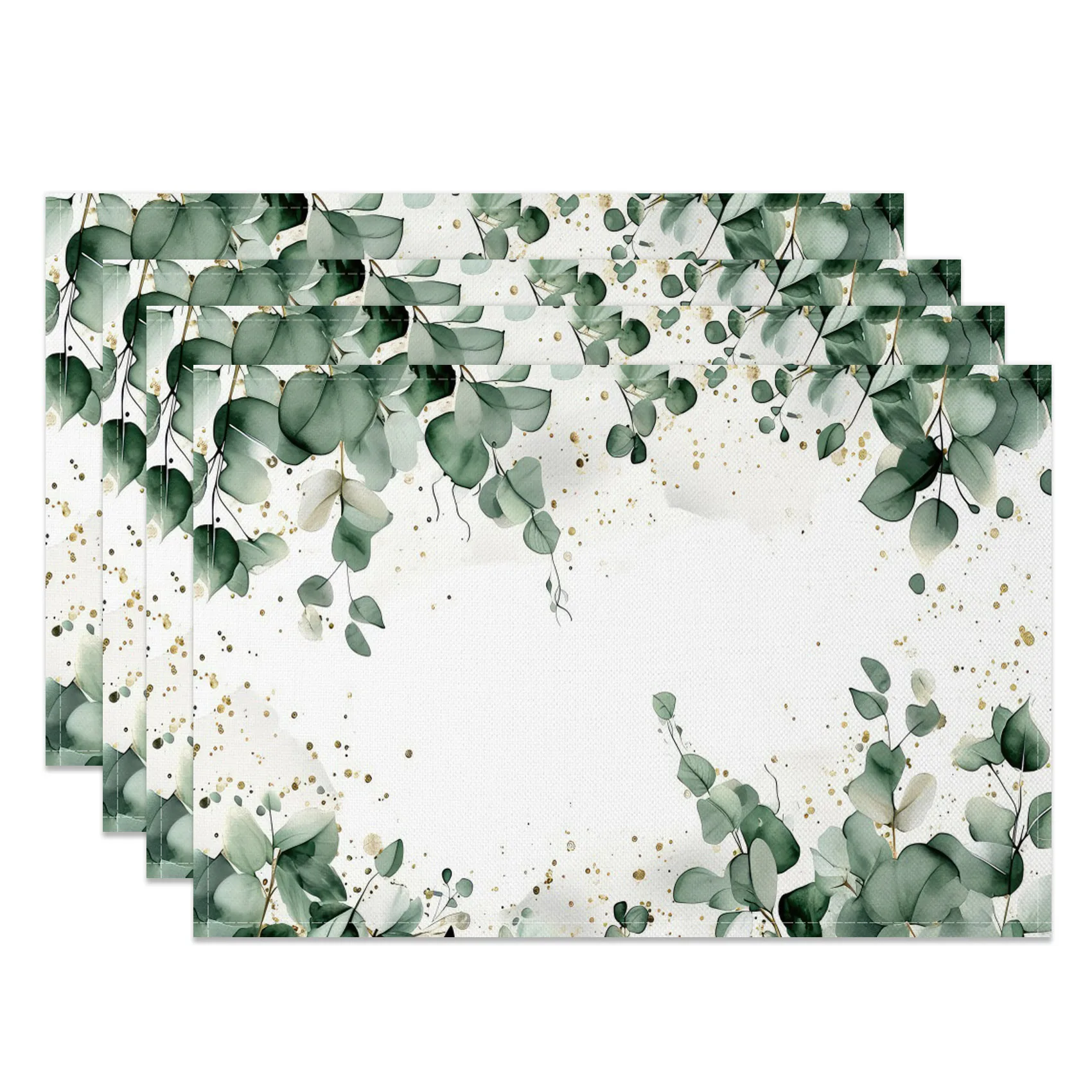 1 Stück【Natural Garden】Tischset mit grünen Blättern und Blumen, waschbar und langlebig, Dekoration für den Esstisch zu Hause Image