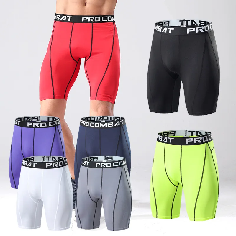 1 Stück Herren Übergrößen Schwarz-Weiße Lange Sportunterwäsche Lauf-Fitness Basketball Fußball Elastische Taillen-Shorts für Jugendliche Image