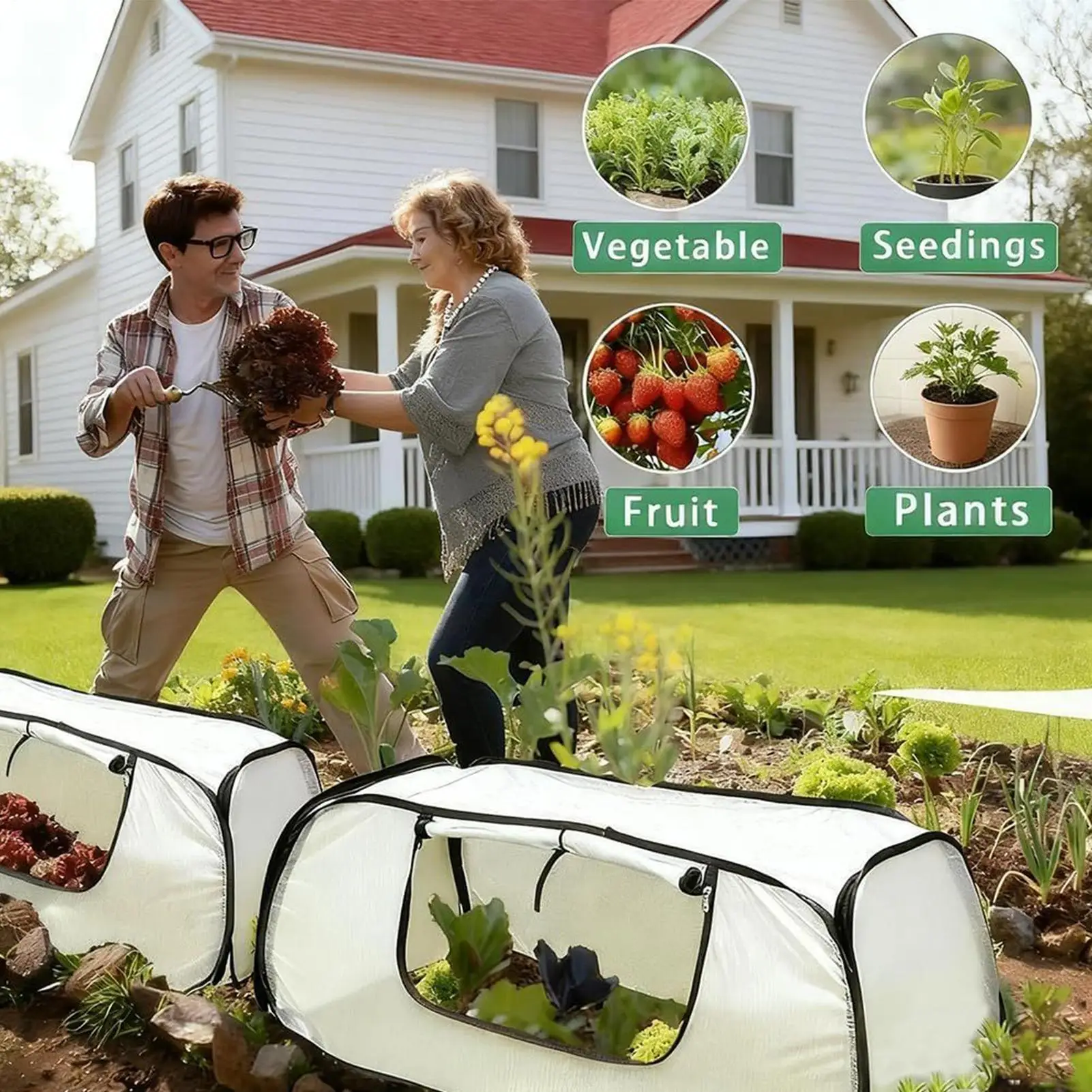 Reihenabdeckungen für den Garten, atmungsaktives Mesh-Pflanzgefäß, Zubehör mit Reißverschluss, Gartenbettabdeckung für das Einfrieren im Winter bei kaltem Wetter Image