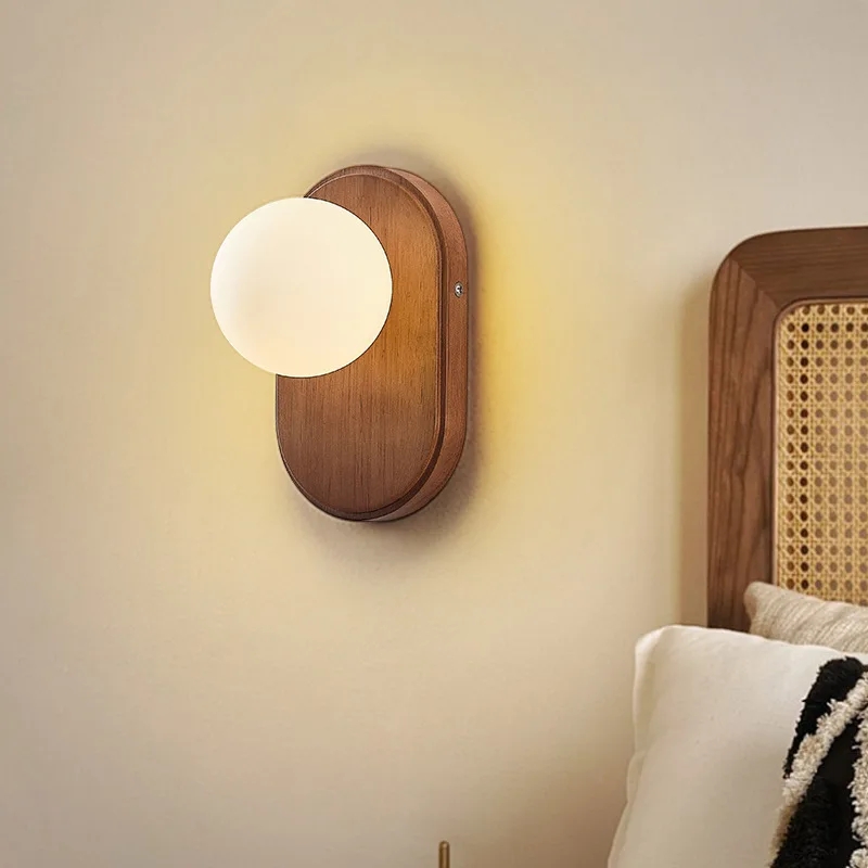 Lampe murale minimaliste en bois massif, style Wabi Sabi, pour chambre à coucher, lampe de chevet, lampe de couloir, lampe de hall, luminaire mural rétro pour la maison