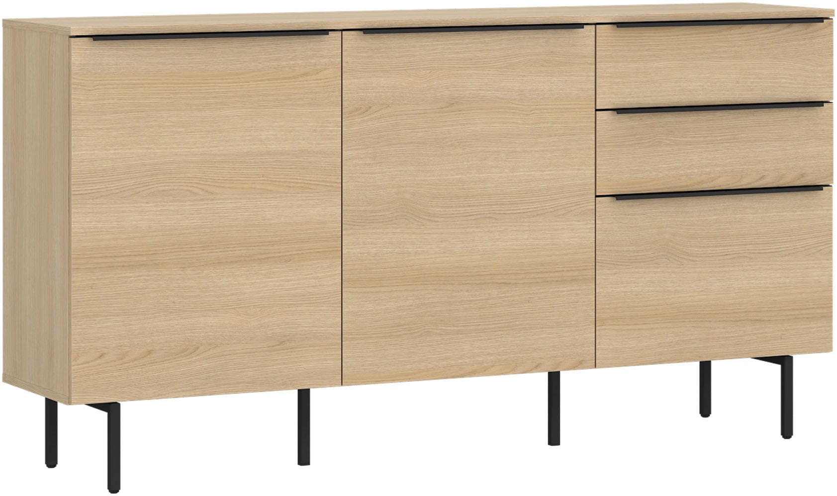 Kommode TOM TAILOR HOME, light oak, B:165cm H:74cm T:42cm, Holzwerkstoff, Melamin, Spanplatte, Sideboards, Kommode, Lowboard, Breite 165 cm,3 Türen,2 Schubladen, viel Stauraum Image