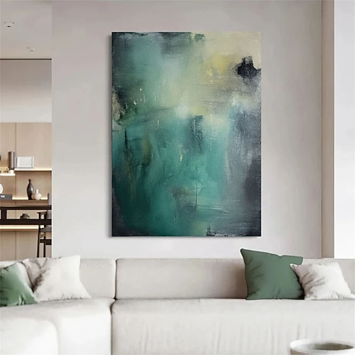 Grünes, modernes abstraktes Gemälde, Wandkunst, minimalistische Kunst, zeitgenössisches Wohnzimmer-/Schlafzimmer-Wanddekor, Geschenkidee Image