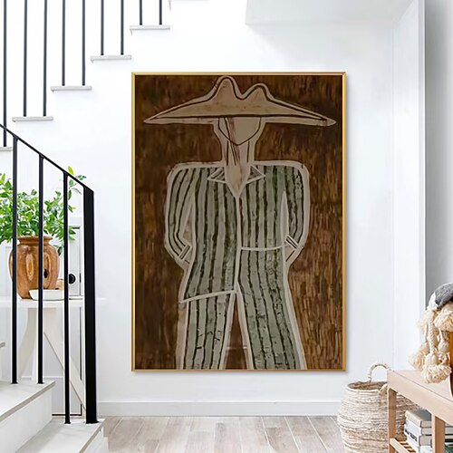 Handgemaltes Ölgemälde auf Leinwand, Wanddekoration im Wabi-Sabi-Stil, abstrakte Figur, Wohnzimmerdekoration, gerollt, rahmenlos, ungespannt Image