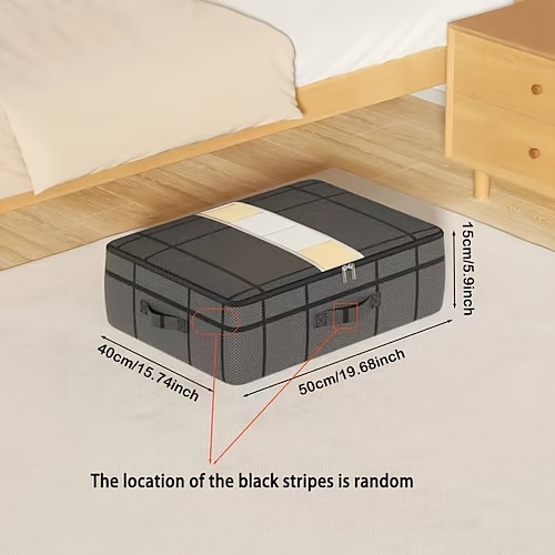 Schwarzer Aufbewahrungsbeutel aus Vliesstoff für unter das Bett, handwaschbar, geeignet zur Aufbewahrung von Kleidung und Decken, hilft bei der Organisation des Kleiderschranks, unverzichtbar beim Image