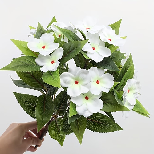 2 künstliche Impatiens-Blumen, mehrfarbige künstliche Topfpflanzen, hochwertige Dekoration für Hof und Balkon, langlebige Kunstblumen, für die Gartengestaltung. Image